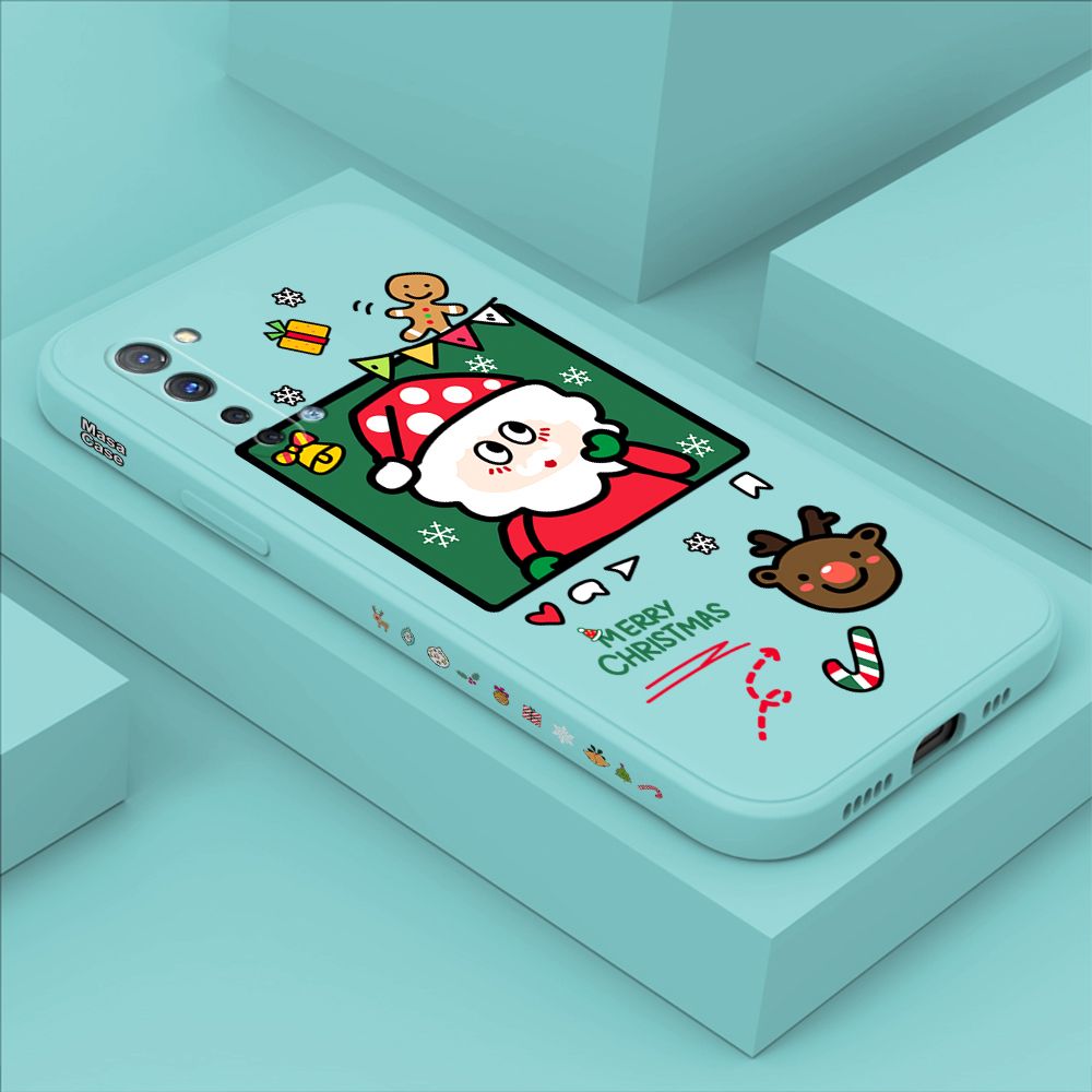 ZeroQiQi for OPPO Reno 3 5G Case Santa Claus Christmas Gifts Side Printing Cases Soft Liquid Silicone Phone Cover