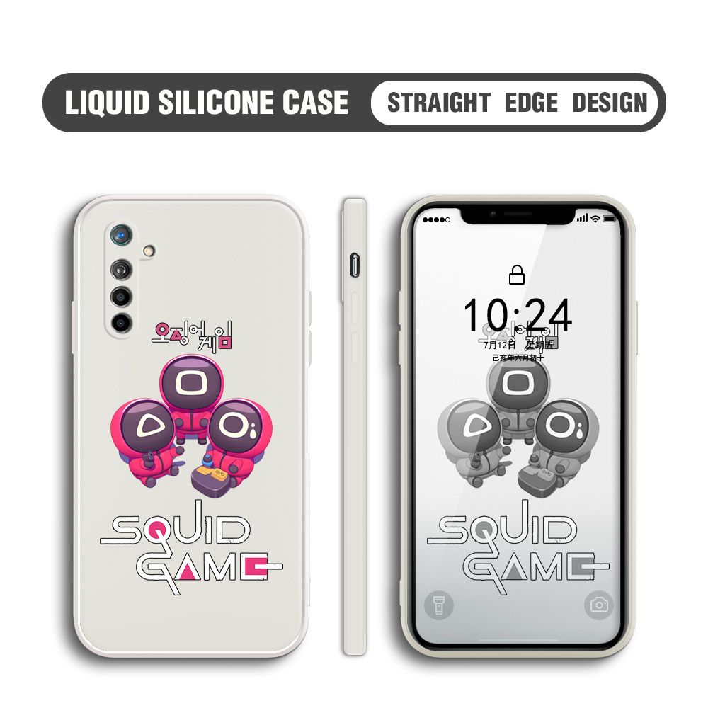 UCUC for Realme XT Case Cute Cartoon Cute Squid Character Phone Cover Square Liquid Silicone Shockproof Phone Protective Case
