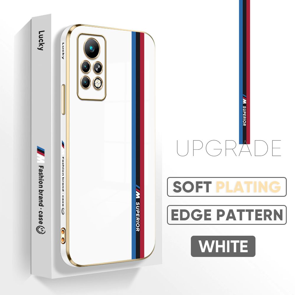 Jizetin (Free Lanyard) Infinix Note 11 Pro Infinix Note 11S Back Cover Car Track Luxury 6D Plating Case Side Pattern Soft Silicone Square Mobile Phone Cases