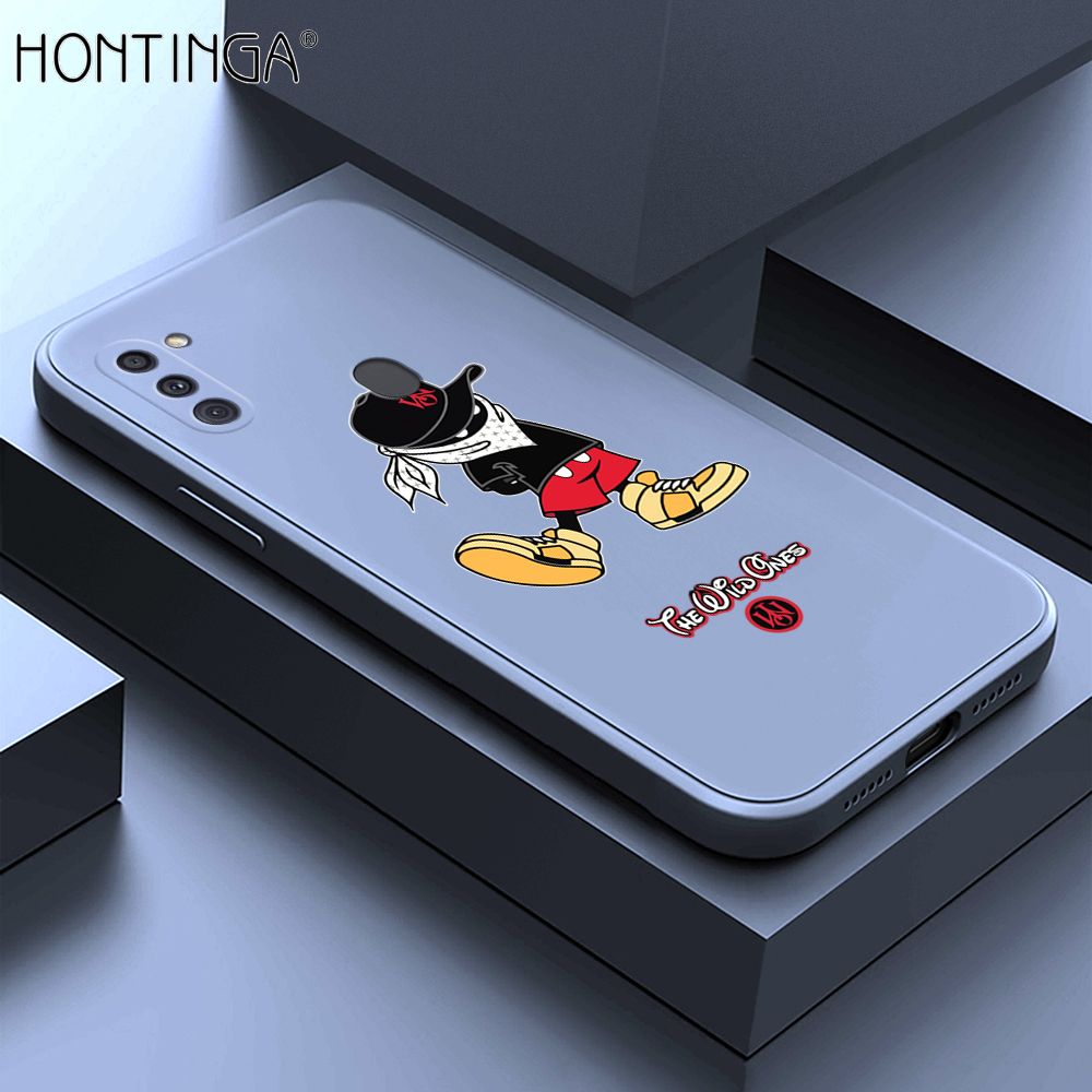 Hontinga for Samsung Galaxy A11 Case Cartoon Masked Mouse Phone Case Soft Square Edge Silicone Cases Full Lens Cover Shockproof Protection Cover