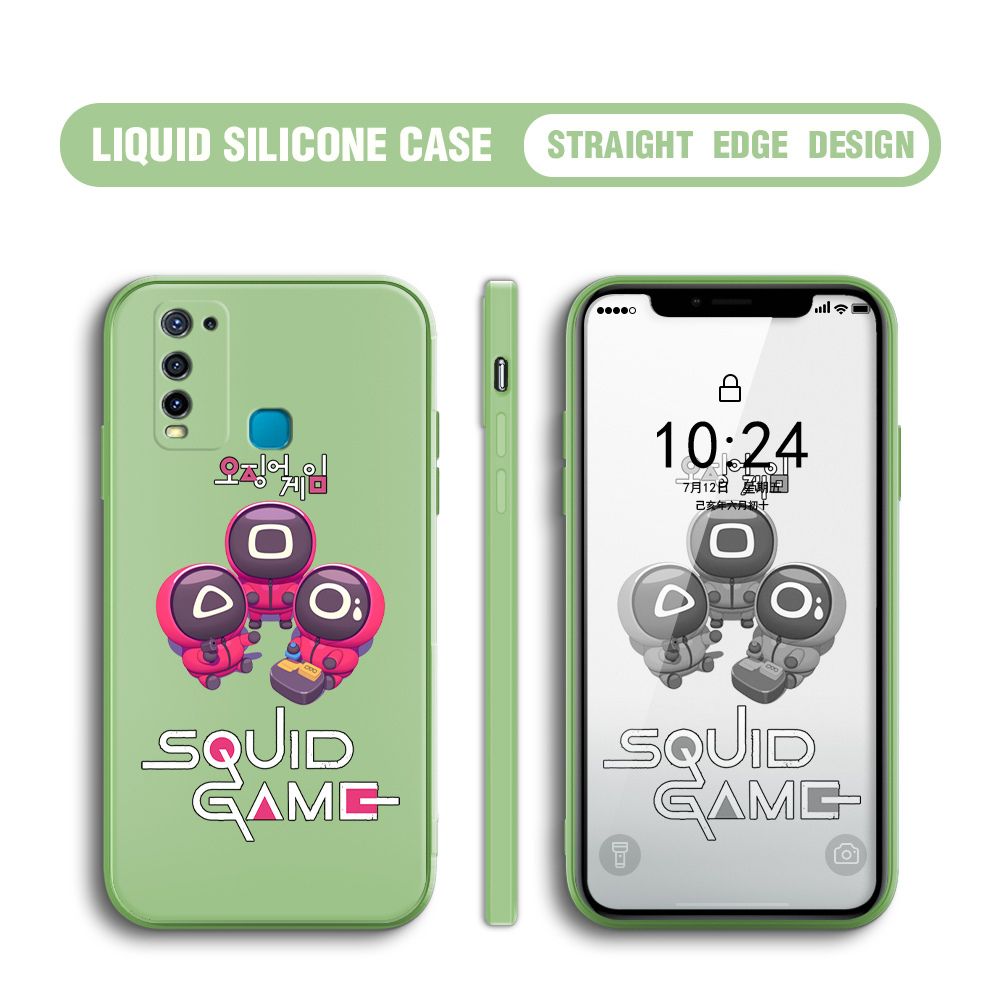 UCUC for Vivo Y30 Case Cute Cartoon Cute Squid Character Phone Cover Square Liquid Silicone Shockproof Phone Protective Case