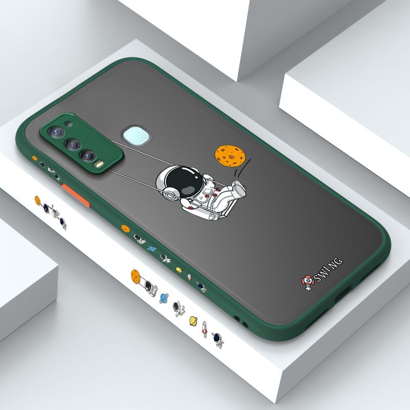 ZeroQiQi for Vivo Y50 Case Astronaut Swinging Side Printing Cover Frosted Ultra Thin Protective Anti Fall Phone Case