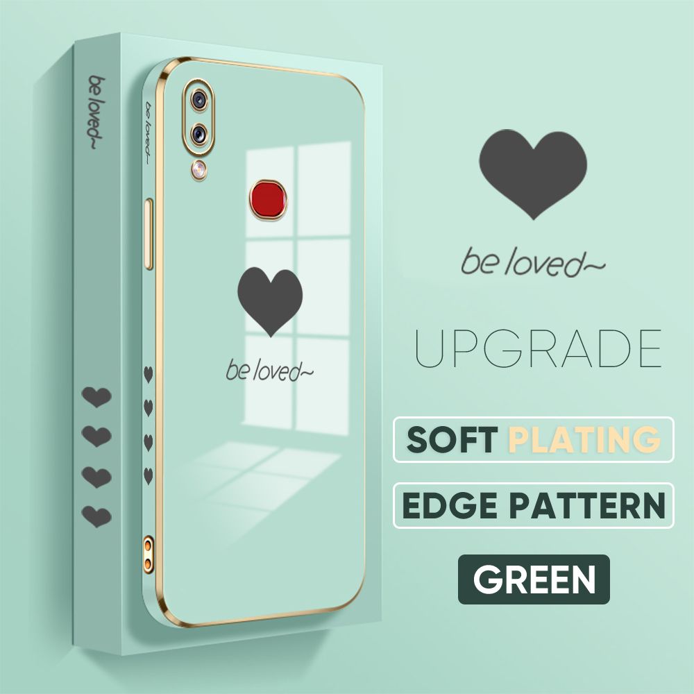 TA for Samsung Galaxy A10S Back Cover + Free Lanyard Simple Love Luxury 6D Plating Case Side Pattern Soft Silicone Square Phone Cases