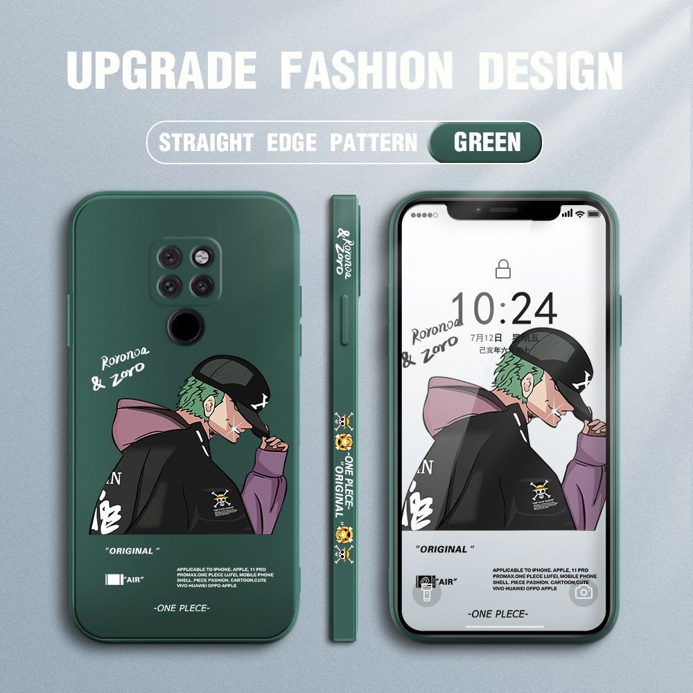 Jizetin for Huawei Mate 20 Case Anime One Piece Roronoa Zoro Side Design Phone Case Ultra Soft Edge Pattern Liquid Silicone Phone Cases