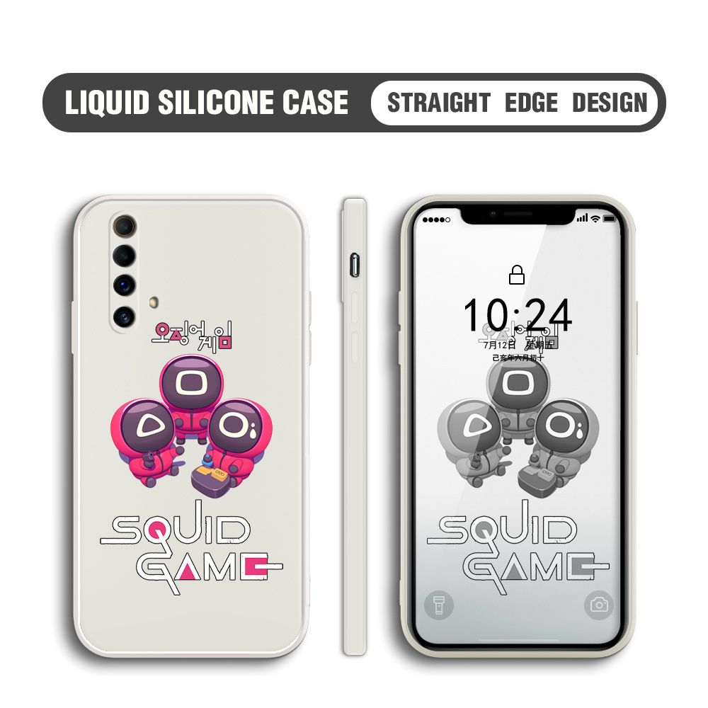 UCUC for Realme X50 Case Cute Cartoon Cute Squid Character Phone Cover Square Liquid Silicone Shockproof Phone Protective Case