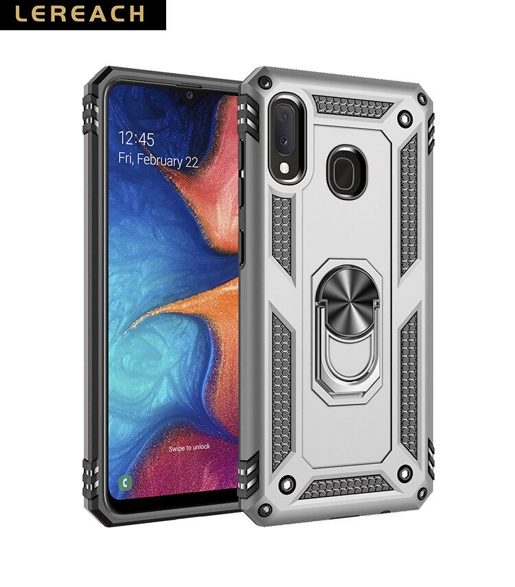 Lereach For Samsung Galaxy A20E Mobile Phone Case TUP+PC Hard Ring Car Ring Bracket Shockproof Back Cover