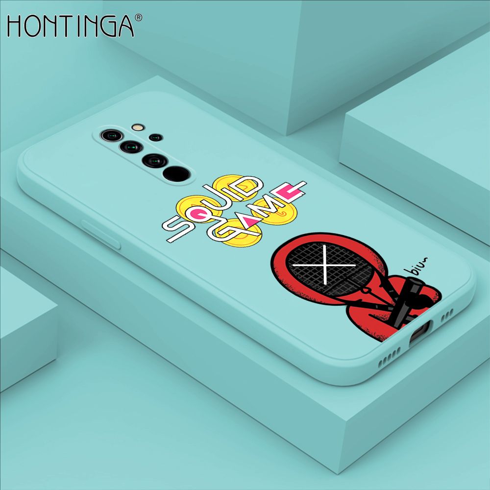 Hontinga for Xiaomi Redmi Note 8 Pro Case Fashion Cartoon Electric Baton Judge Role Phone Cover Square Liquid Silicone Trend Phone Case