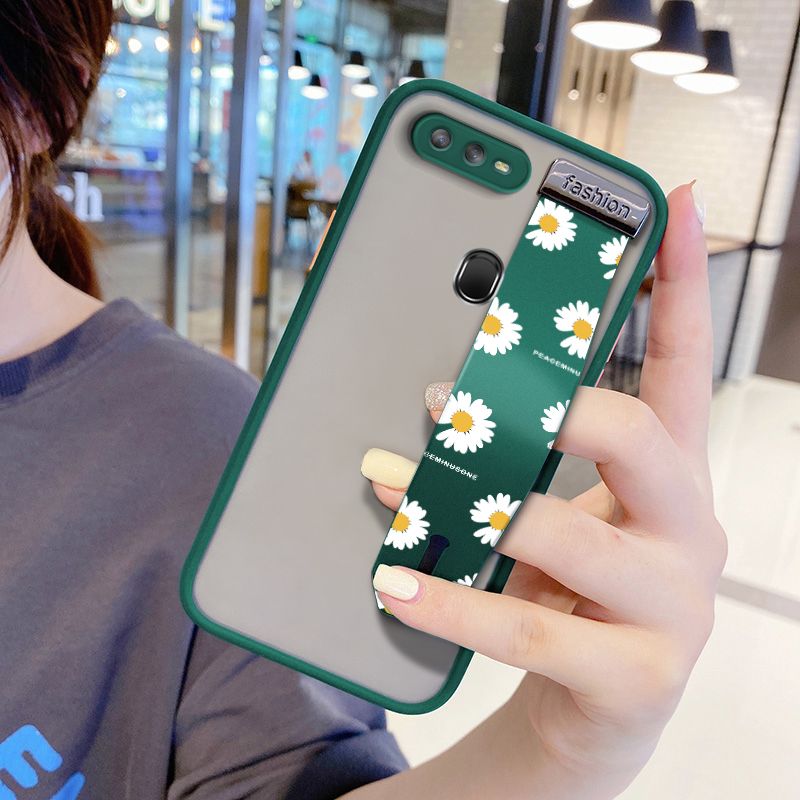 UCUC for OPPO A12S Wrist Strap Case INS Style Small Fresh Daisies Wristband Printing Cover Shockproof Frosted Phone Case