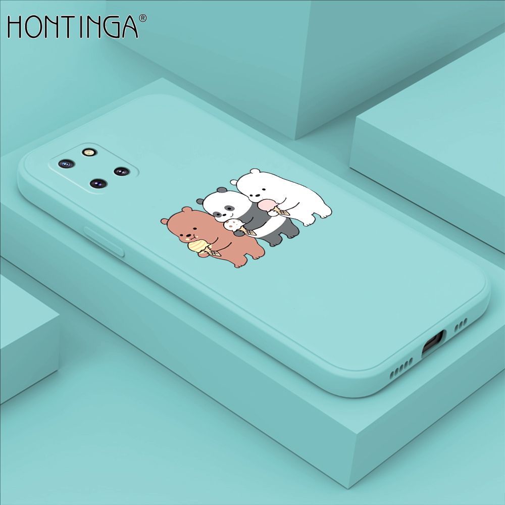 Hontinga for Samsung Galaxy Note10 Lite Case Cute Cartoon Bear  Phone Case Soft Square Edge Silicone Cases Full Lens Cover Shockproof Protection Cover