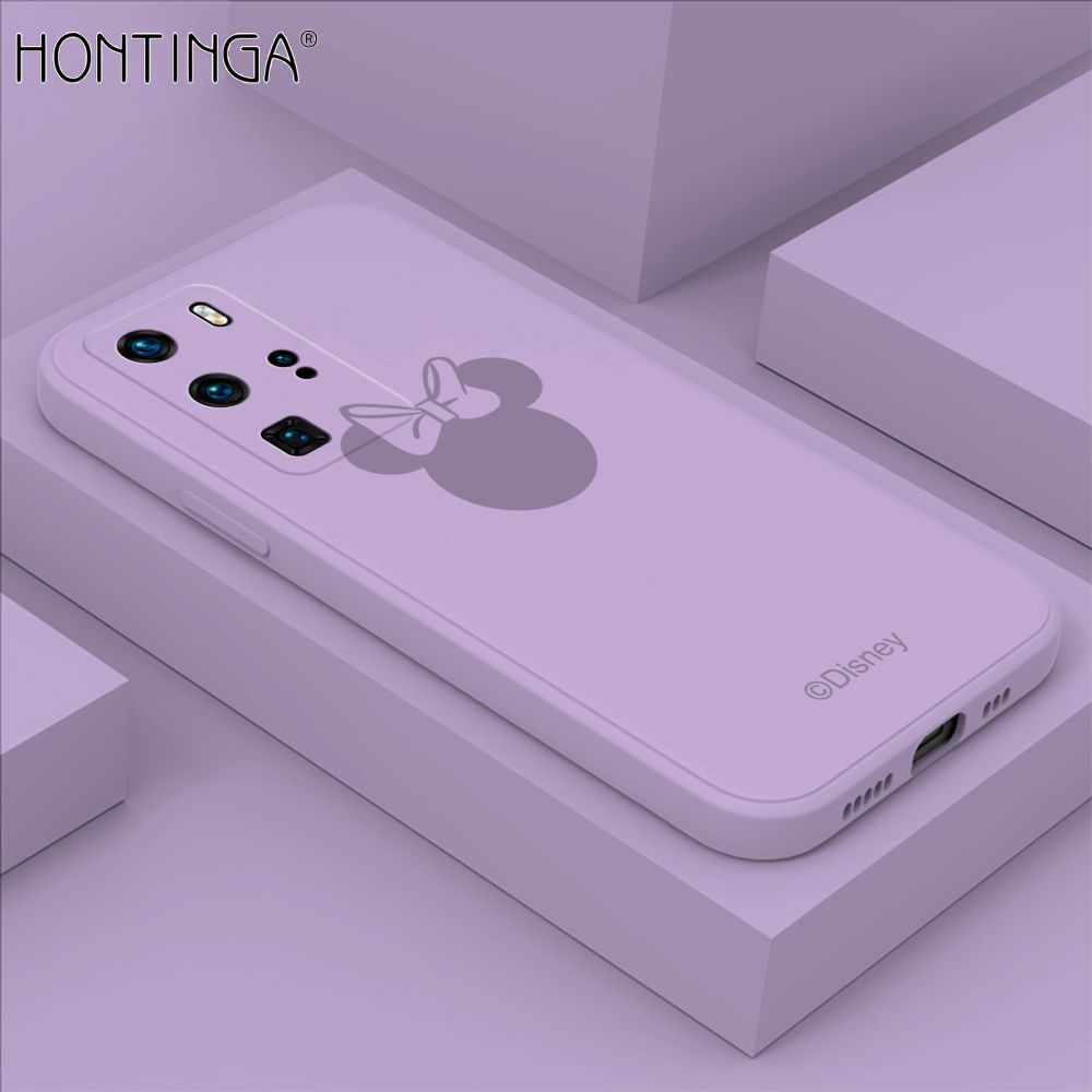 Hontinga for Huawei P40 Pro Case Cartoon Mouse Phone Case Soft Square Edge Silicone Cases Full Lens Cover Shockproof Protection Cover