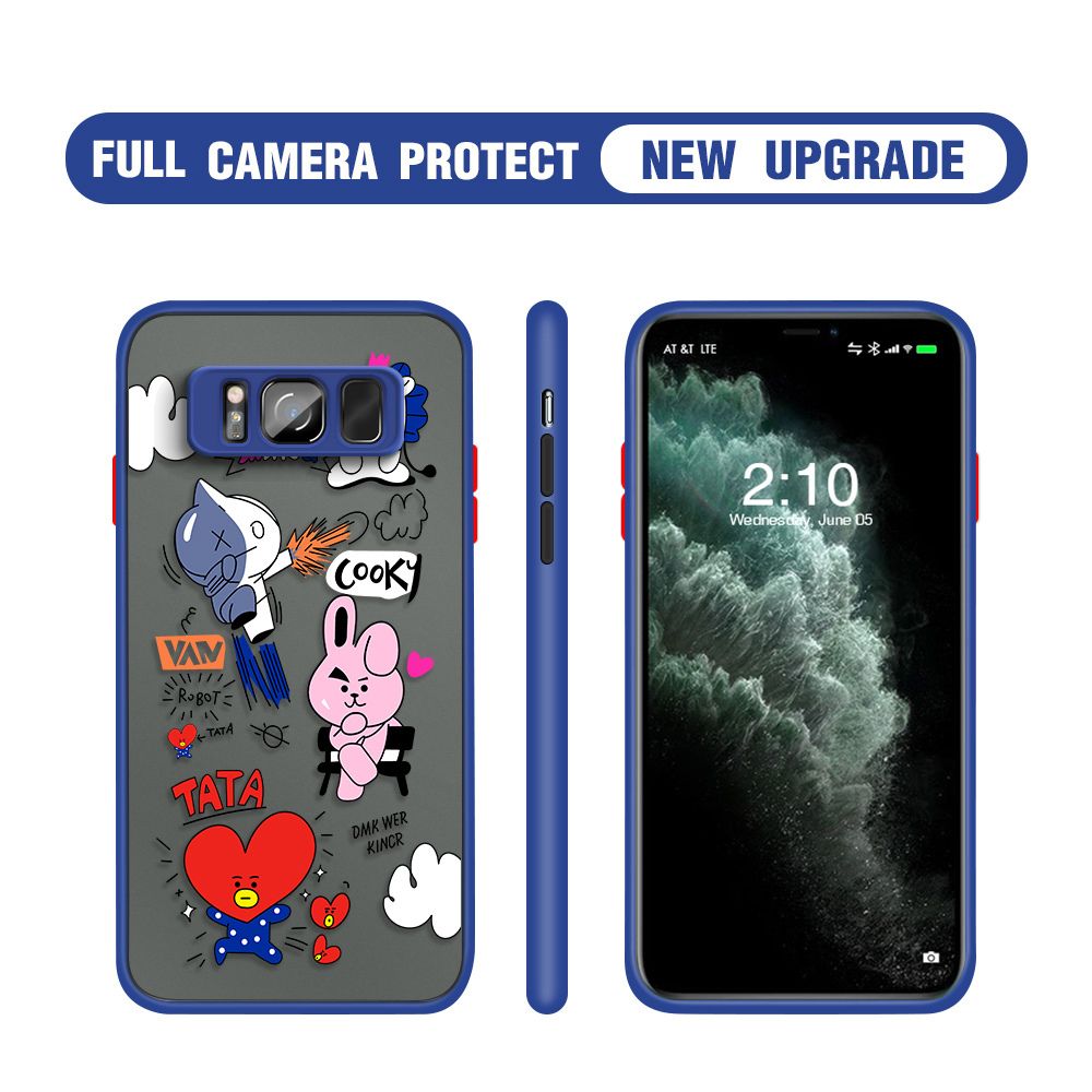 Hontinga for Samsung S8 Plus Case Cute Cartoon Camera Shockproof Protection Cases Edge Frosted Transparent Phone Cover