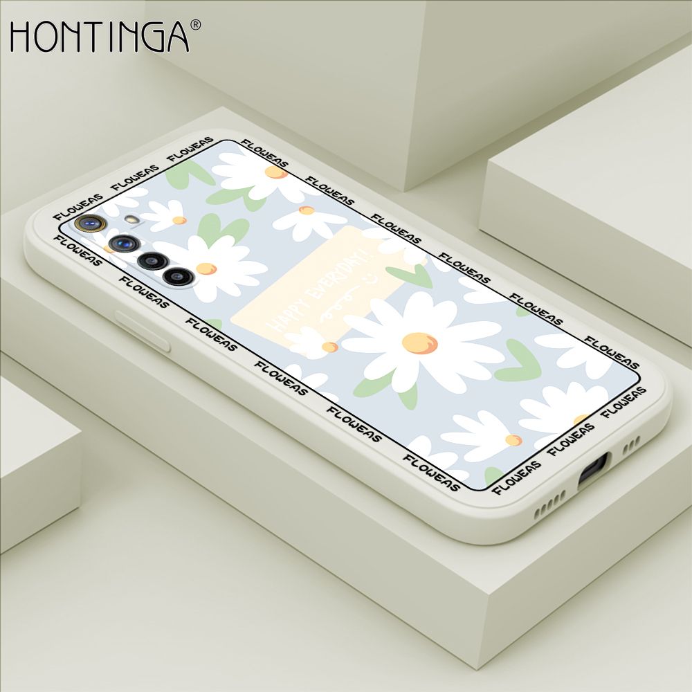 Hontinga for Realme 6 / Narzo Case Beautiful Daisy Flower Phone Case Phone Case Soft Square Edge Silicone Cases Full Lens Cover Shockproof Protection Cover