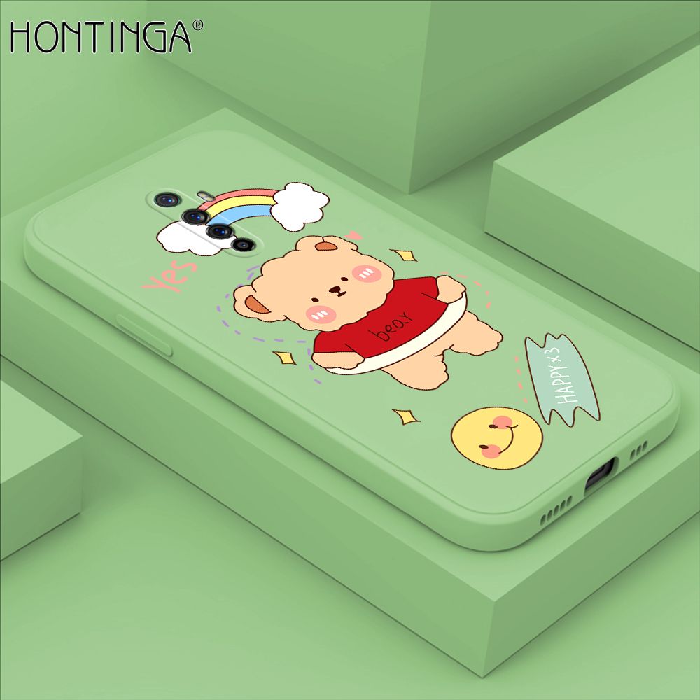 Hontinga for OPPO Reno Ace Case Lovely Cartoon Bear Phone Case Phone Case Soft Square Edge Silicone Cases Full Lens Cover Shockproof Protection Cover