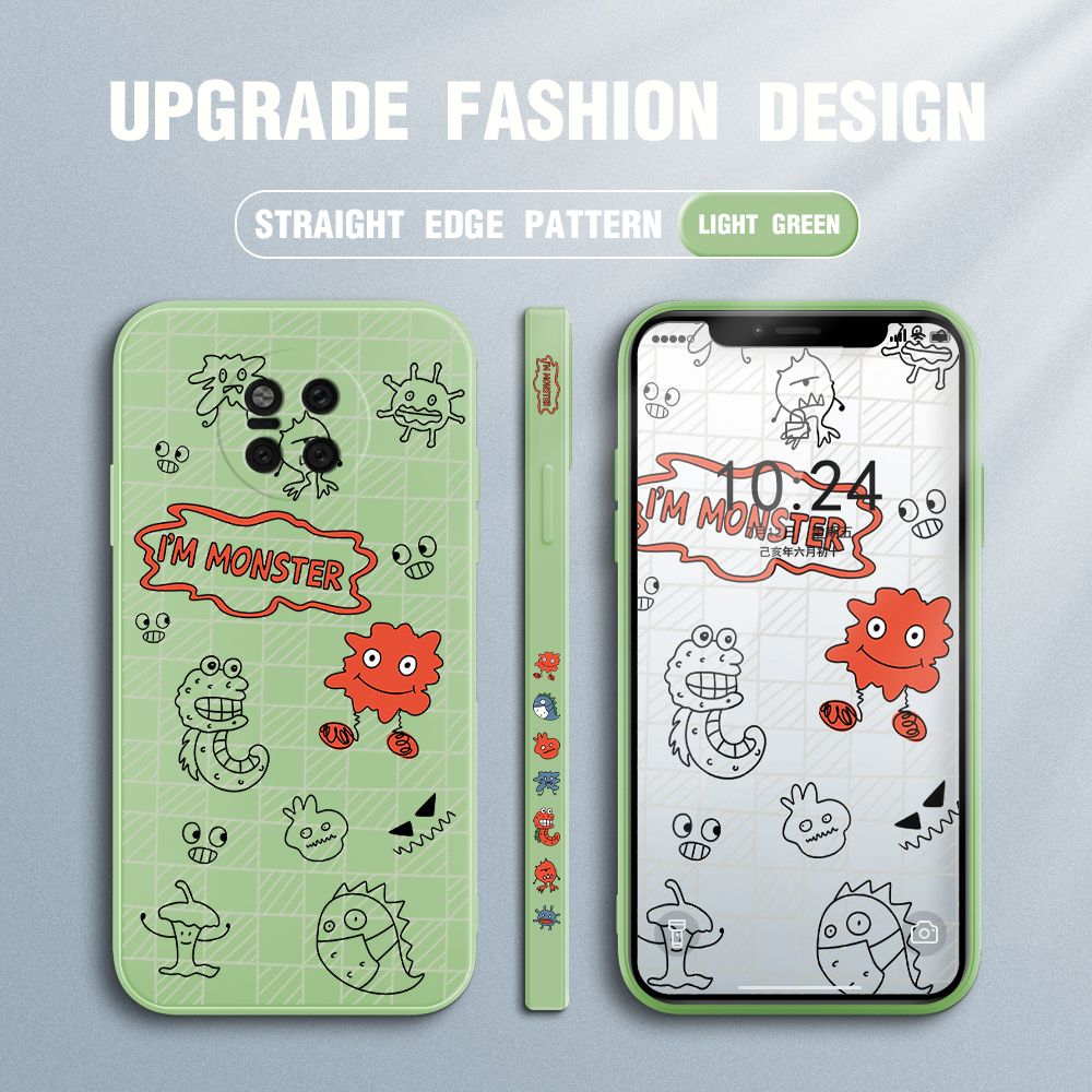 Jizetin for Huawei Mate 20 Pro Case Side Design Phone Cover Printed Text “I Am Monster ” Cover Square Edge Pattern Liquid Silicone Trend Case