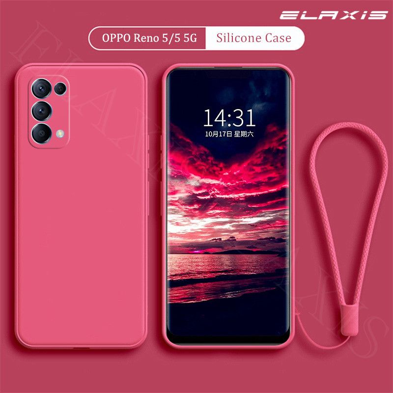 For OPPO Reno 5/Reno 5 5G Phone Case Straight-edge Liquid Silicone Casing All-inclusive Lens Anti-drop Ultra-thin Soft Silicone Back Cover