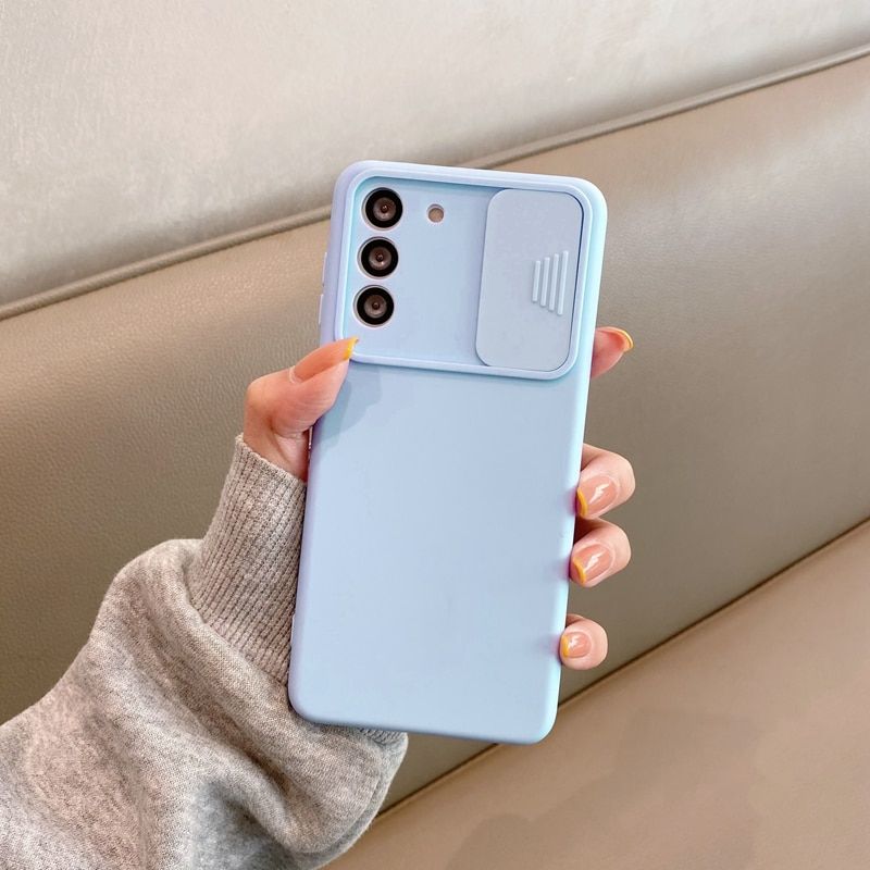 Slide Camera Lens Protector  Silicone Phone Case For Samsung Galaxy S21 S20 Fe Plus Note 20 Ultra 5g S 21 Soft Back Cover