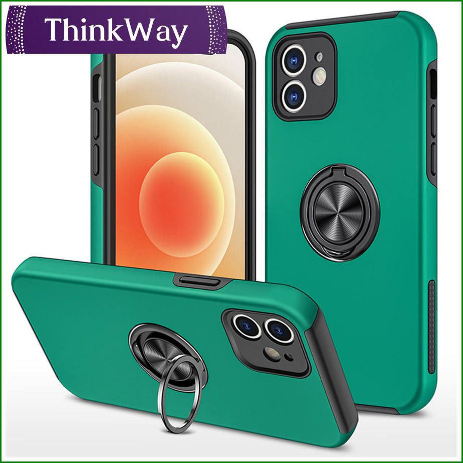 Double Layer Hard Strap 360 Degree Ring Bracket Silicone Bumper Shockproof Shell Magnetic Car Mount Cover For iphone 6G/7G/8G/SE 2020 & iphone 6plus/7plus/8plus