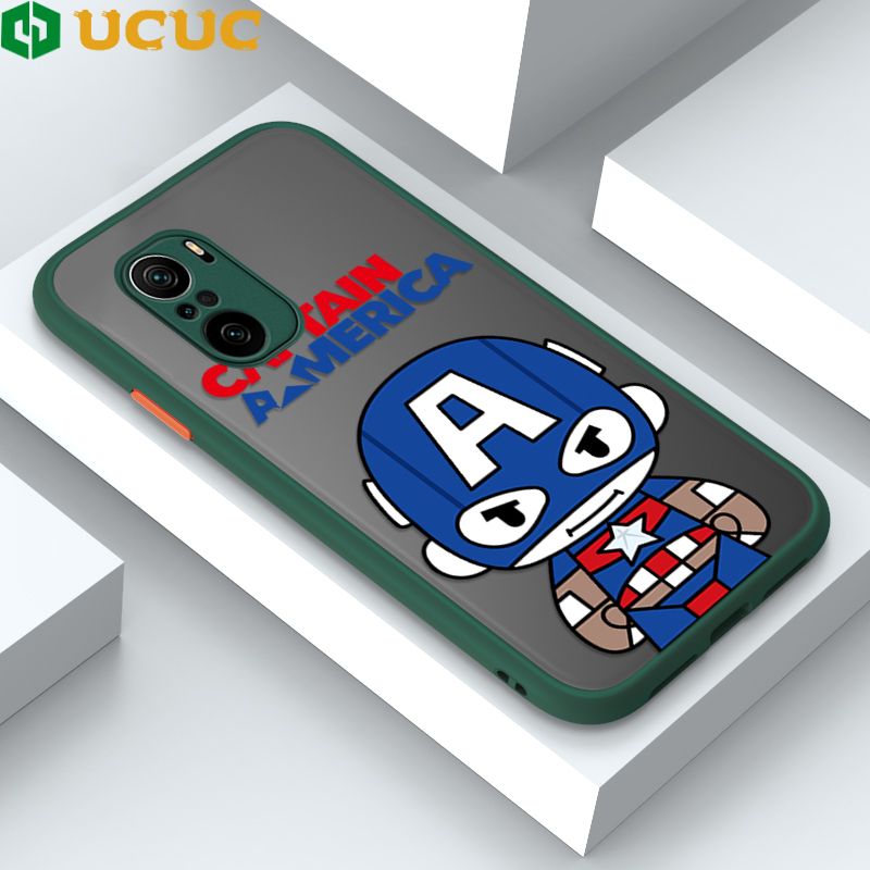 UCUC for Xiaomi Poco F3 / Redmi K40 / Redmi K40 Pro Back Cover Captain America Frosted Transparent Hard Phone Case Thin Shockproof Full Cover Camera Protect Case