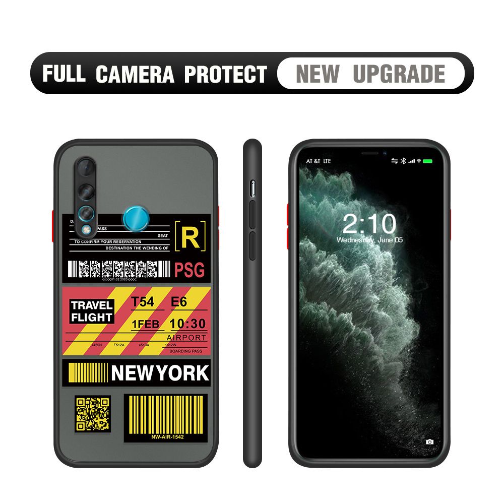 Hontinga for Huawei Nova 4 Case Creative Flight Ticket Cover Camera Shockproof Protection Case Edge Frosted Transparent Phone Cover