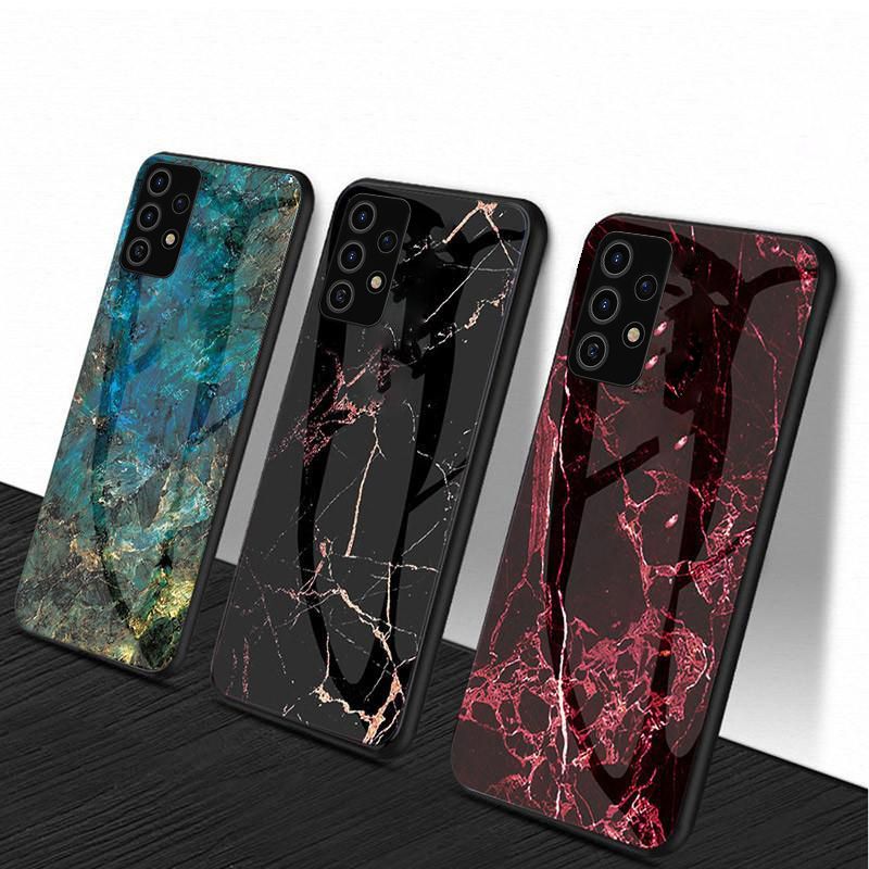 Protect Cover For Samsung Galaxy A73 5G Case Fashion Marble Tempered Glass Protector Soft Silicone Phone Case for Samsung Galaxy A73 5G Back Cover