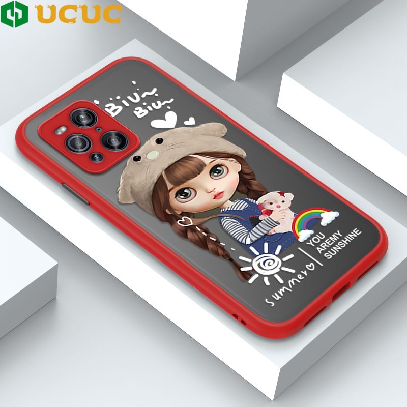 UCUC for OPPO Find X3 5G / Find X3 Pro 5G Back Cover Rainbow Lovely Girls Frosted Transparent Hard Phone Case Thin Shockproof Full Cover Camera Protect Case