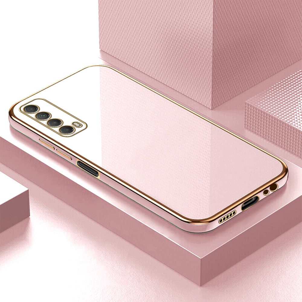 ZeroQiQi for Huawei Y7A Back Cover Luxury 6D Plating Case Side Pattern Soft Silicone Square Phone Cases + Free Lanyard