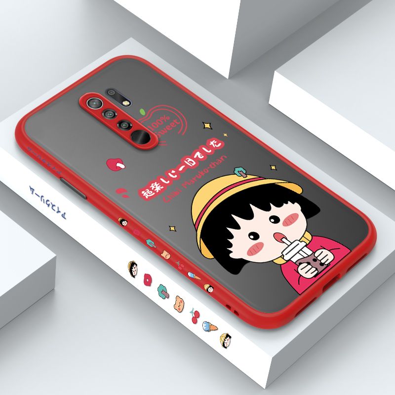 ZeroQiQi for Redmi 9 Case Chibi Maruko Side Printing Cover Frosted Ultra Thin Protective Anti Fall Phone Case