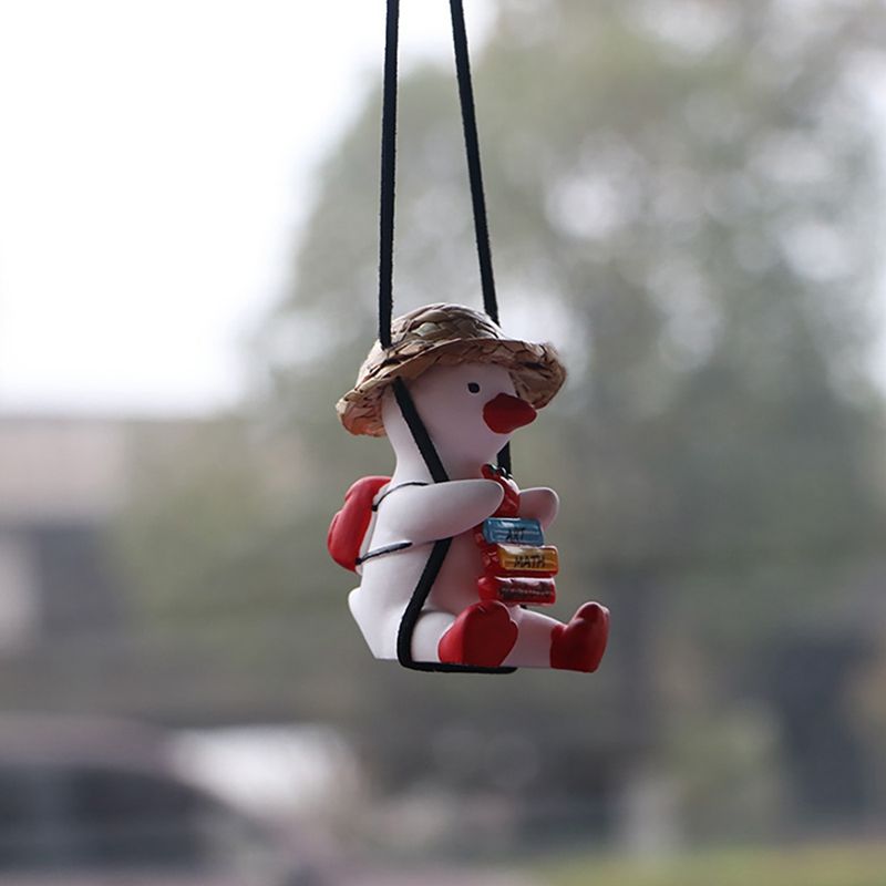 Duck Car Hanging Ornament Cute Duck Rear View Mirror Hanging Pendant