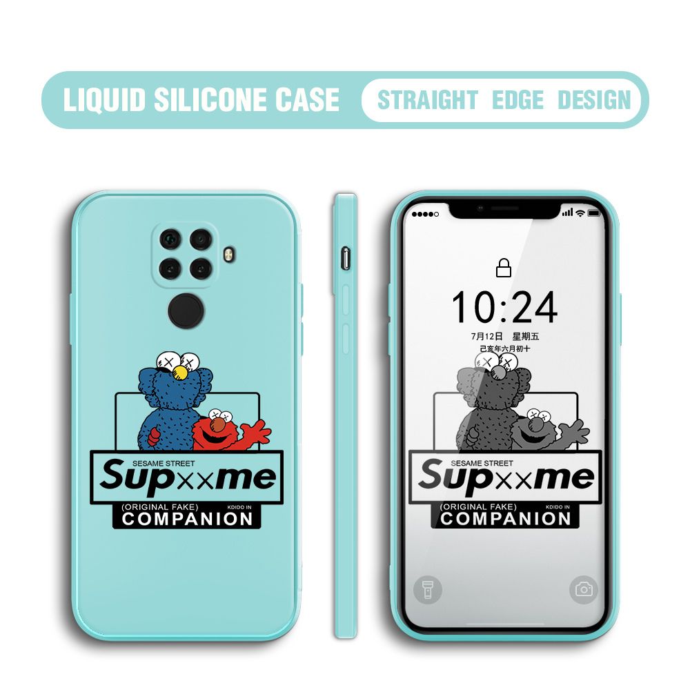 BILI for Huawei Nova 5i Pro / 5Z Back Cover Sesame Street Companion Multicolor Liquid Silicone Phone Case Soft Square Lens Protection Phone Cases