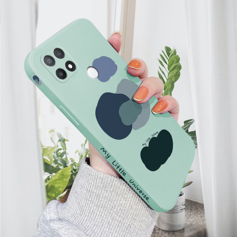 AMORVOR for OPPO A15 A15S Back Cover Color Mixture Clouds Side design Soft Case Liquid Silicone Phone Cases