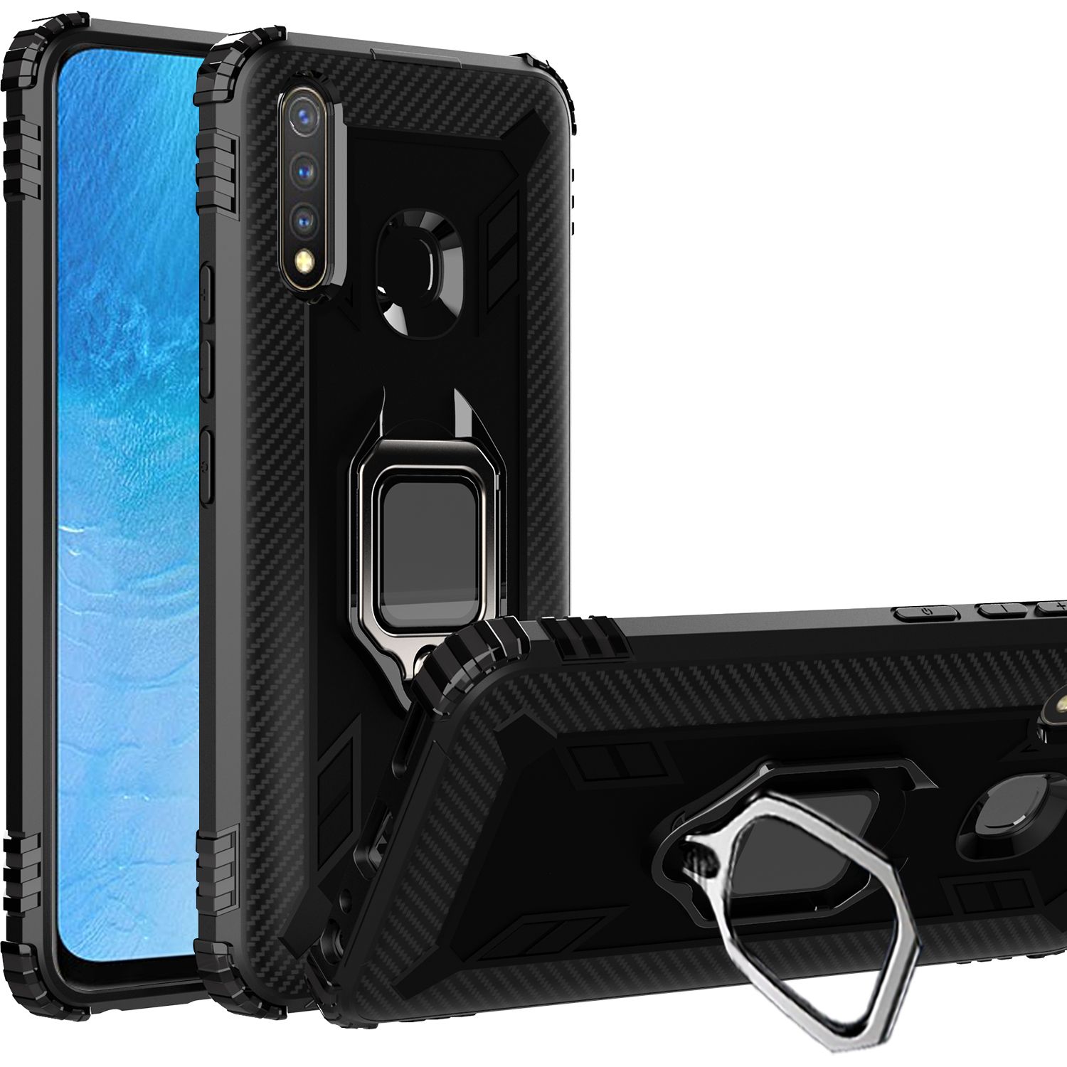 For Vivo Y19/Vivo U3 Armored Carbon Fiber Lord of the Rings Anti Fall Protection Case is Suitable
