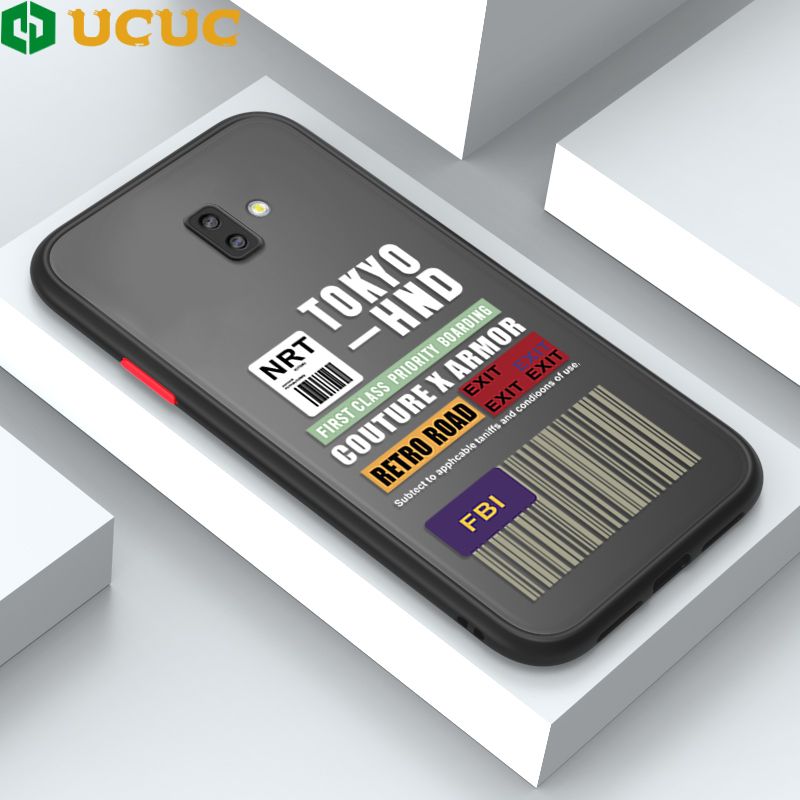 UCUC for Samsung Galaxy J6 Plus 2018 / J6 Prime Back Cover FBI Sticker Frosted Transparent Hard Phone Case Thin Shockproof Full Cover Camera Protect Case