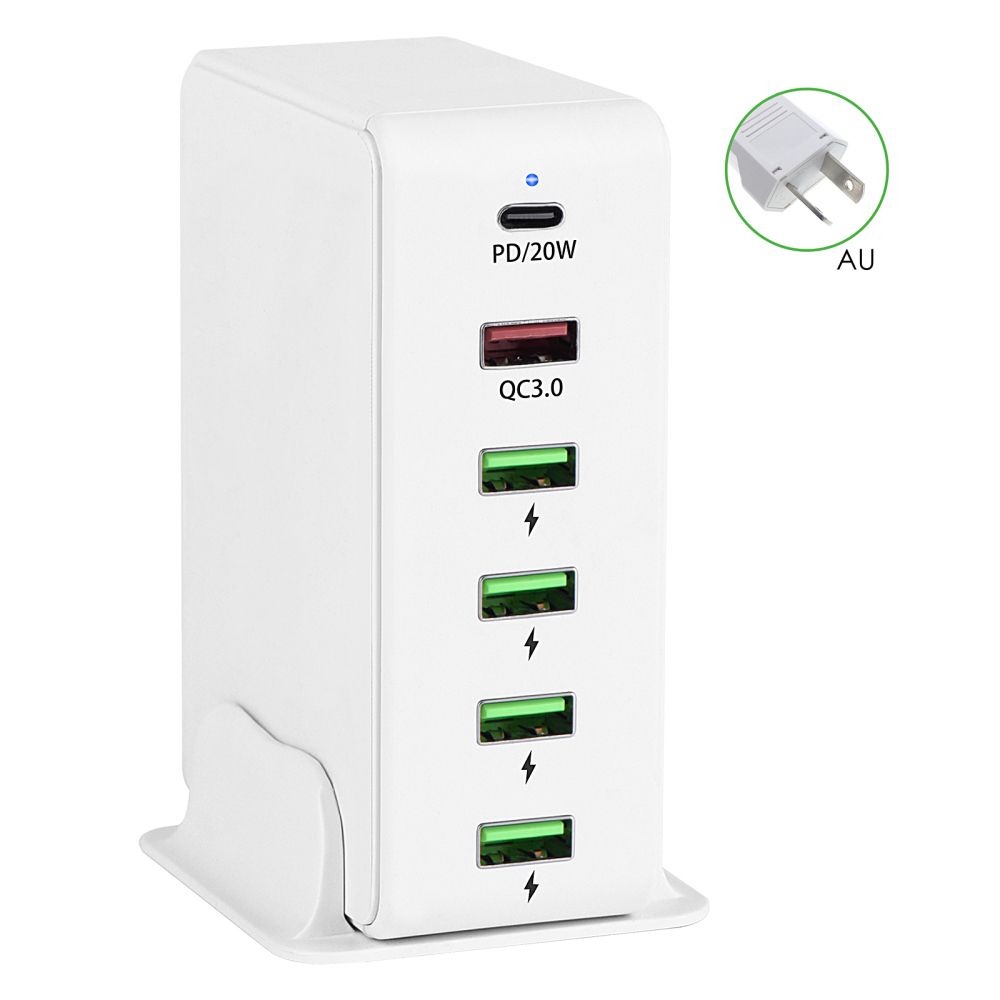 6 Port PD 20W QC3.0 Dual Protocol Fast Charge Multi-Function USB Fast Charger Multi-function Smart Adapter Charger professional design