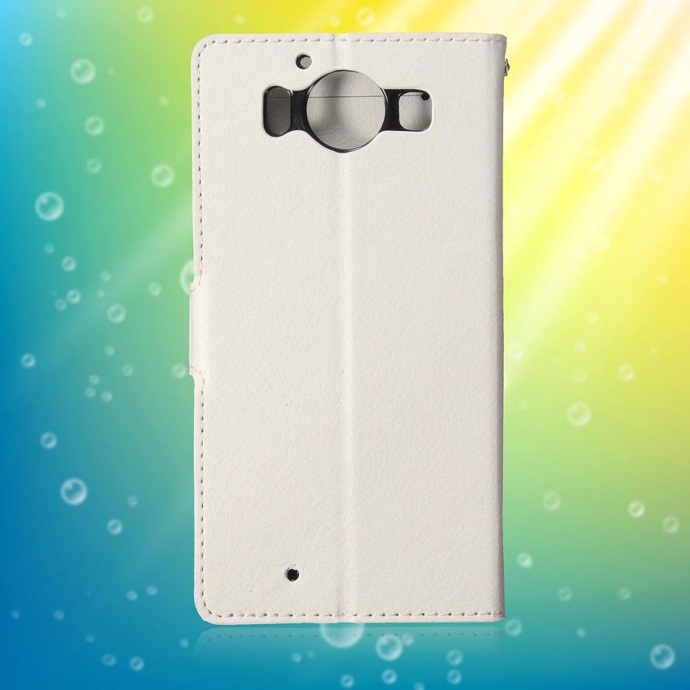 Magnetic PU Leather Wallet Card Holder Case Mobiles Stand For Microsoft Lumia 950/950XL - white