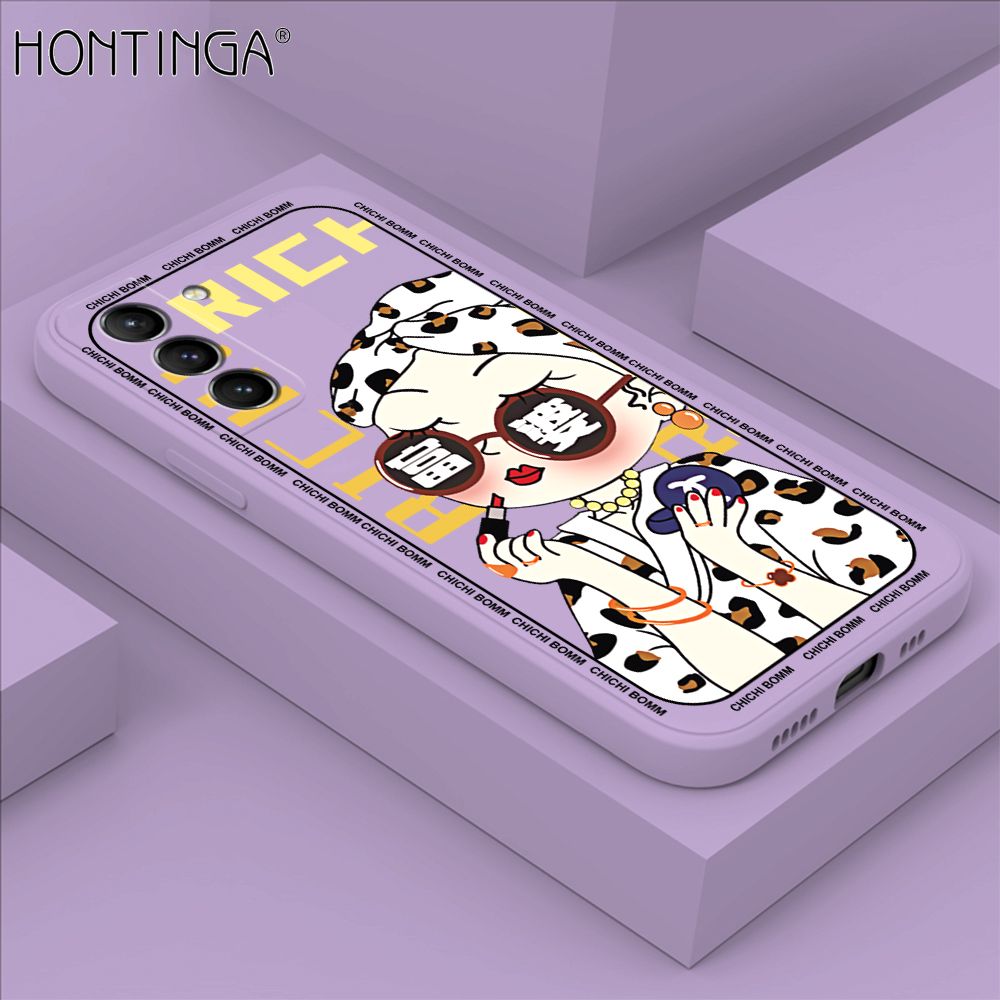 Hontinga for Samsung S21 5G Case Fashion Sunglasses Rich Girl Phone Case Phone Case Soft Square Edge Silicone Cases Full Lens Cover Shockproof Protection Cover