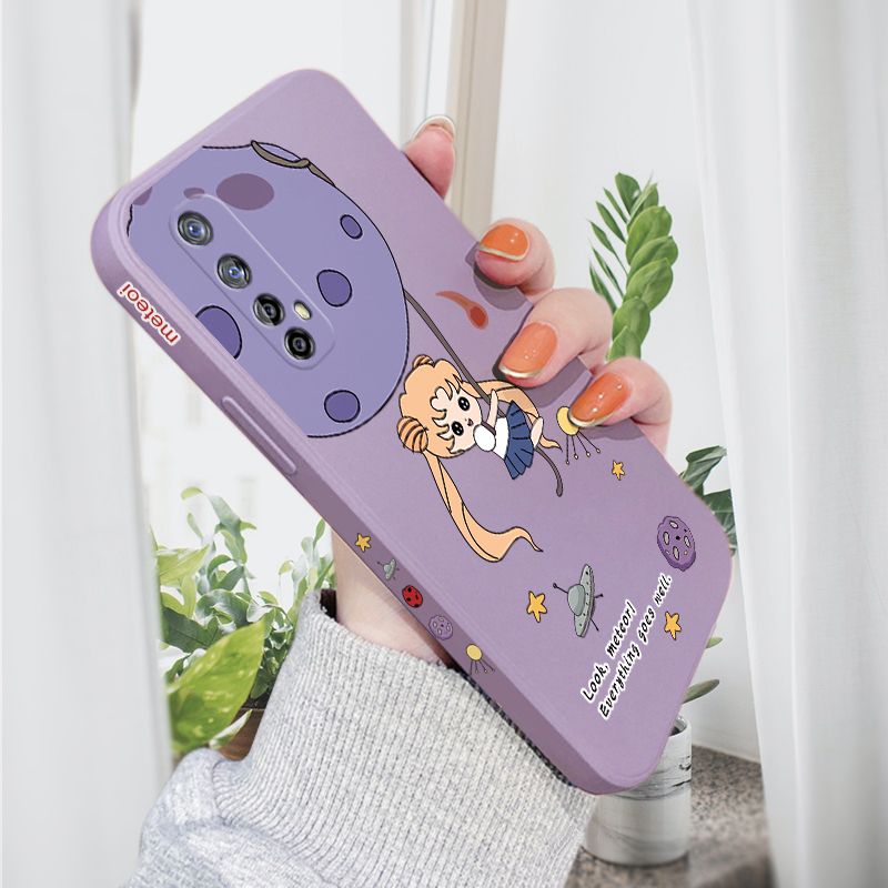 AMORVOR for Realme 7/Narzo 20 Pro Back Cover Lovely Sailor Moon Side design Soft Case Liquid Silicone Phone Cases