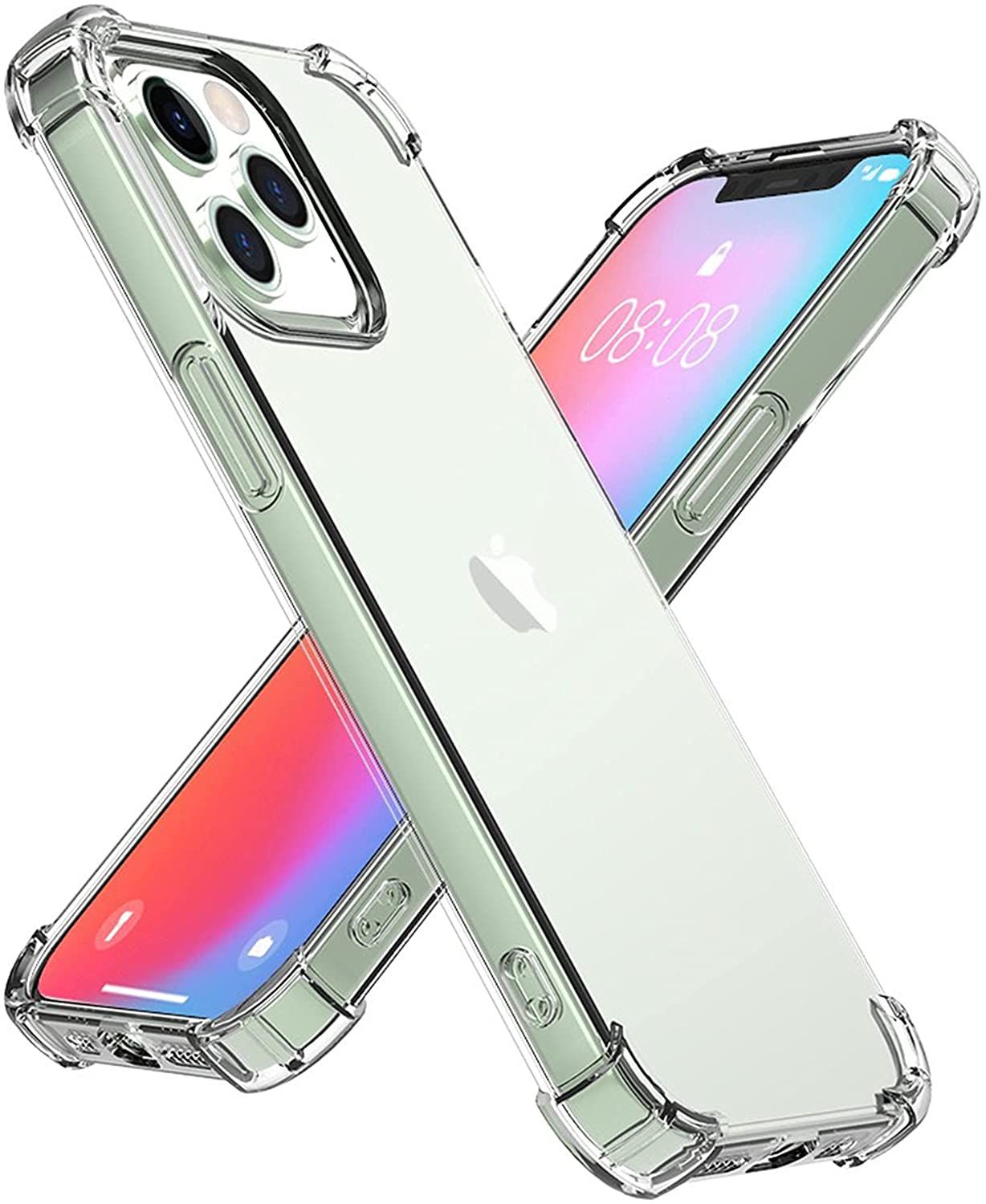 For Apple iPhone 13 Pro Max (6.7) Luxury clear transparent AirBag Type Shockproof TPU Silicone Back case Cover-Transparent