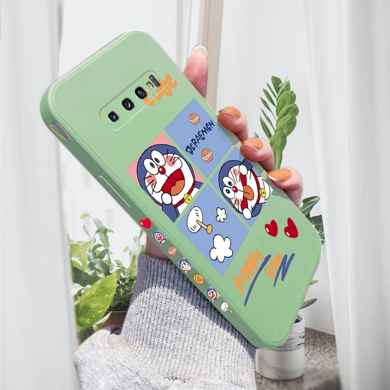 AMORVOR for Samsung Galaxy S10 Plus Back Cover Cute Happy Cartoon Side design Soft Case Multicolor Liquid Silicone Phone Cases