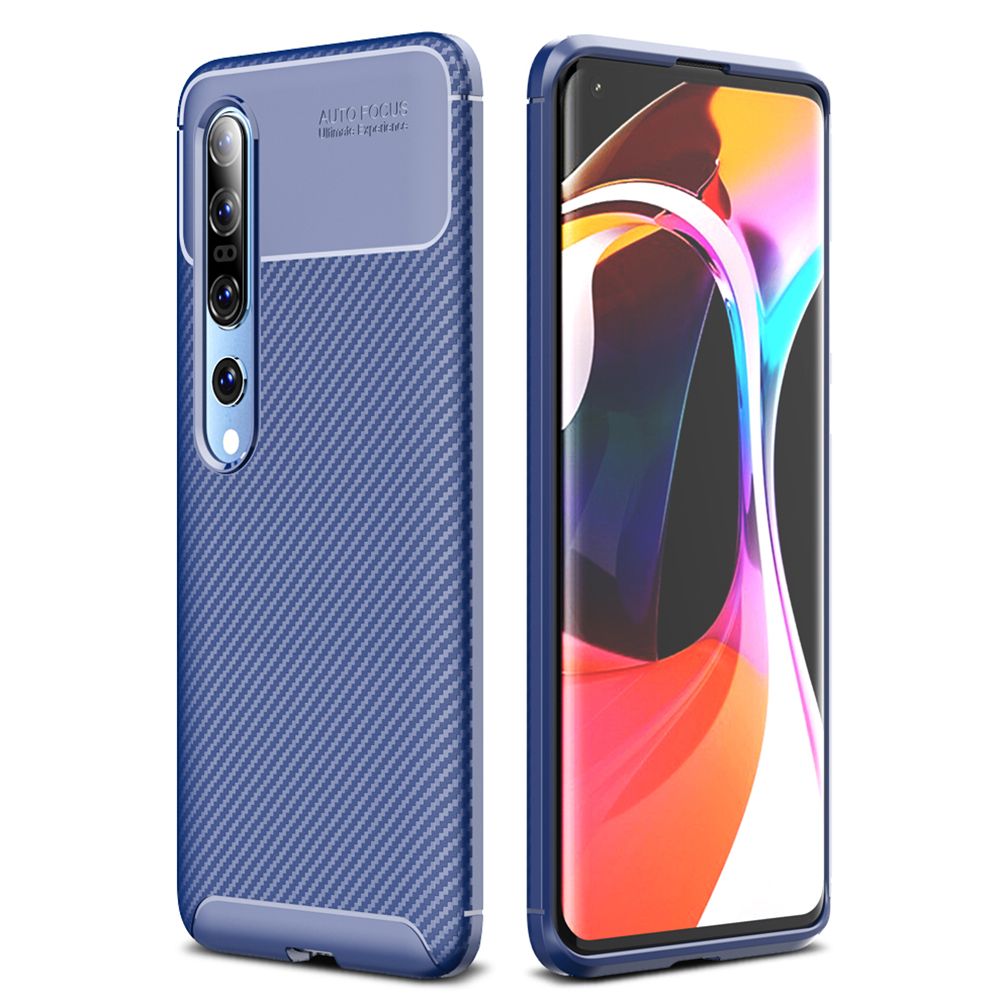 For Xiaomi Mi 10 Case Soft Back Cover Anti-knock TPU Bumper Carbon Fiber Phone Case