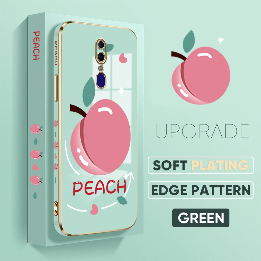 TA for OPPO F11 Back Cover Shiny Peach Luxury 6D Plating Case Side Pattern Soft Silicone Square Phone Case