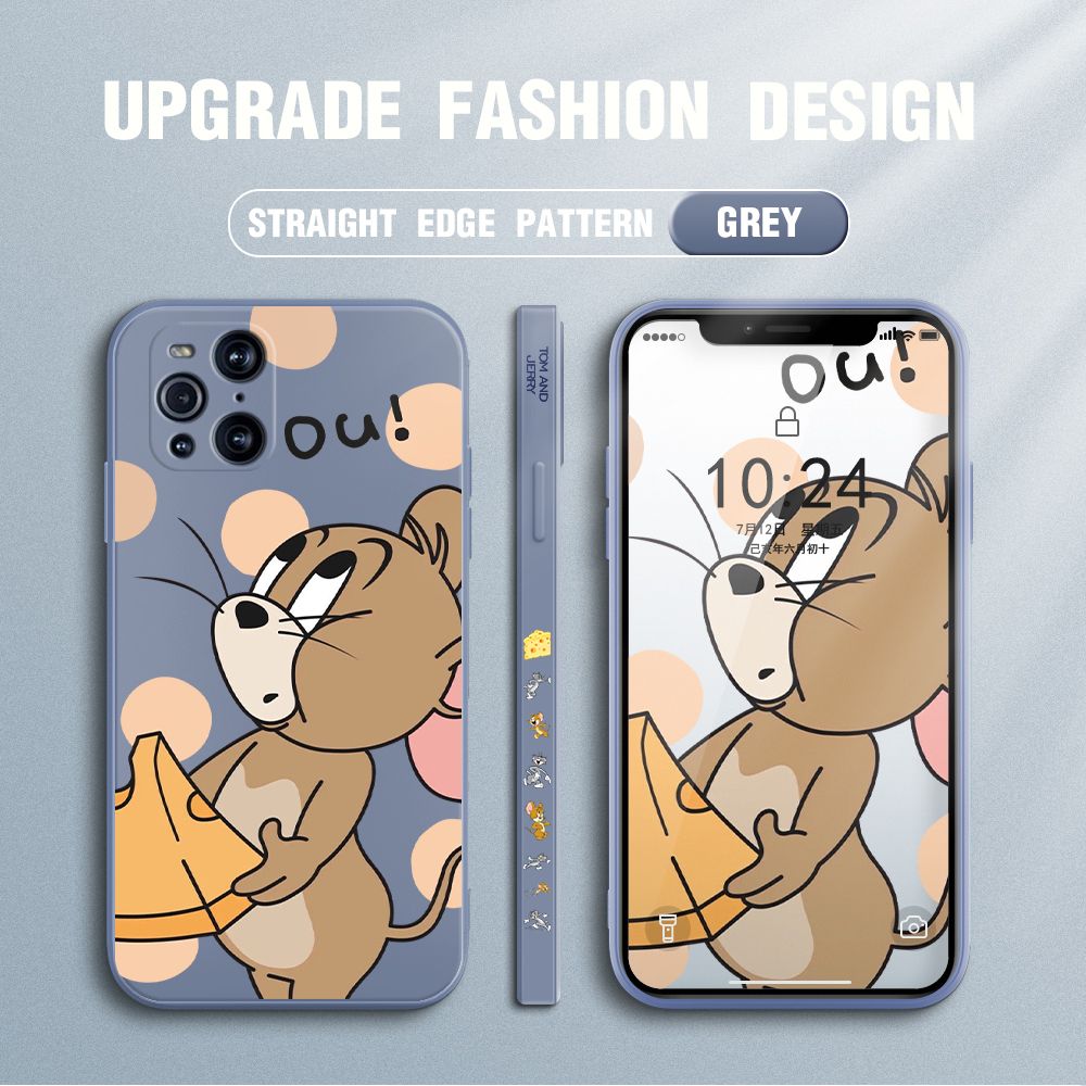 FHKL for OPPO Find X3 / Find X3 Pro Back Cover Jerry Side design Soft Case Multicolor Liquid Silicone Phone Cases