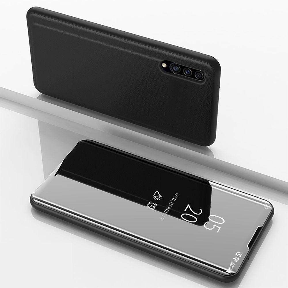 For Samsung Galaxy A50s Mirror Plating Hard PC -PU Leather Translucent Standing View Case Cover