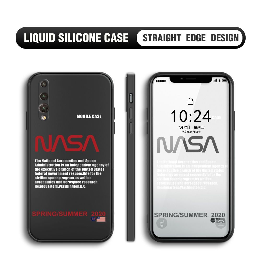 Jizetin for Huawei P20 Pro Back Cover NASA Spacecraft Pattern Design Liquid Silicone Phone Case Soft Full Camera Protect Phone Cases