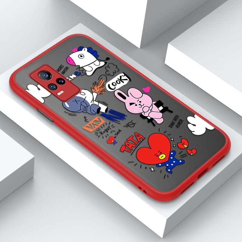Jizetin for Vivo Y73 2021 Cover BTS Animation Image Soft Edge Frosted Transparent Phone Case
