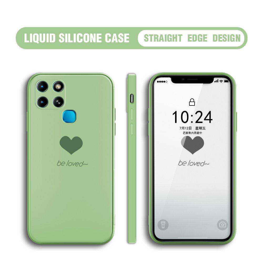 Jizetin for Infinix Smart 6 Back Cover Little Love Multicolor Liquid Silicone Phone Case Soft Square Lens Protection Phone Cases