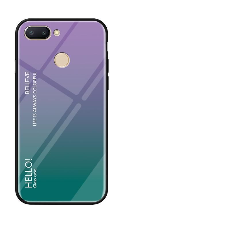 Gradient Color Tempered Glass Casing Protective Case Back Cover Soft TPU Bumper Case For Xiaomi Redmi 6 Case