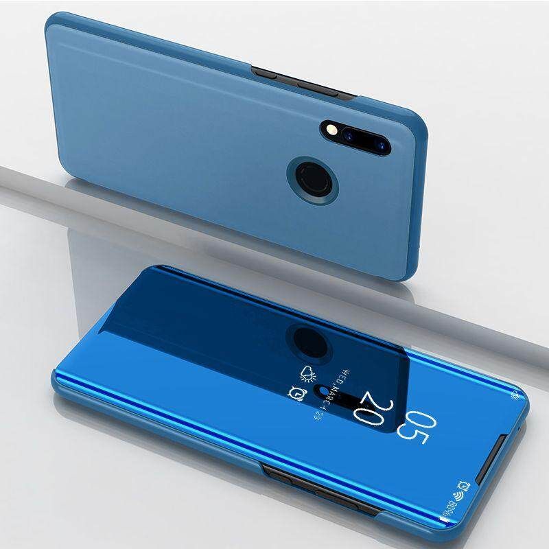 For Huawei P Smart 2019 Mirror Plating Hard PC -PU Leather Translucent Standing View Case Cover