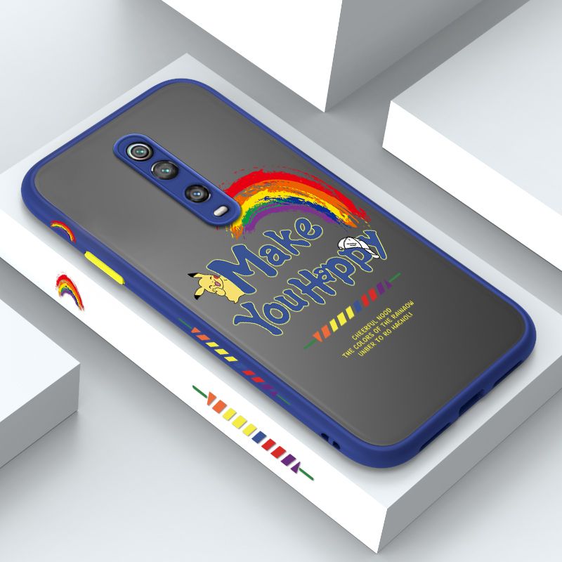 ZeroQiQi for Redmi K20 Pro Case Creative Cartoon Rainbow Pikachu Side Printing Cover Frosted Ultra Thin Protective Anti Fall Phone Case