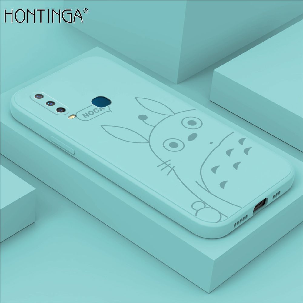 Hontinga for Vivo Y17 Y15 Y12 Case Cartoon Cute Totoro Pattern Back Cover Soft Square Edge Liquid Silicone Phone Cases