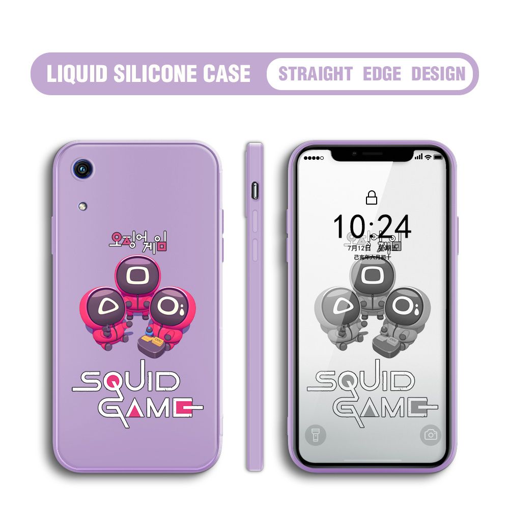 UCUC for Huawei Y6 Pro 2019 Case Cute Cartoon Cute Squid Character Phone Cover Square Liquid Silicone Shockproof Phone Protective Case